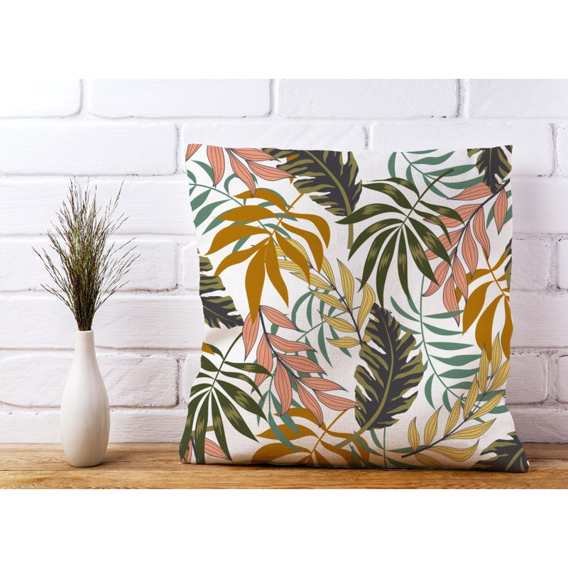 Ecole TROPICAL LEAVES Floral Square Throw Cushion
