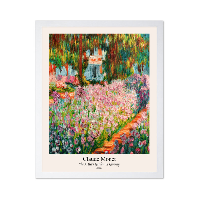 Claude Monet - Le jardin de l'artiste à Giverny n ° 2, 11"H x 14"W, Poster, White Framed