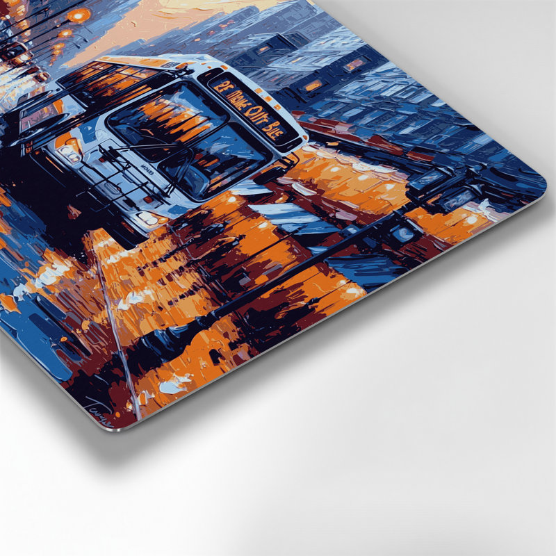 Transport en bus urbain et transport en commun, art mural mauve, H 288 po x l 432 po x P 0,05 po