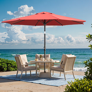 9 Ft. Tilt Outdoor Market Patio Umbrella with 8 Heavy-Duty Ribs, Fade-Resistant UV90+ Canopy & Easy Crank Lift – Teal