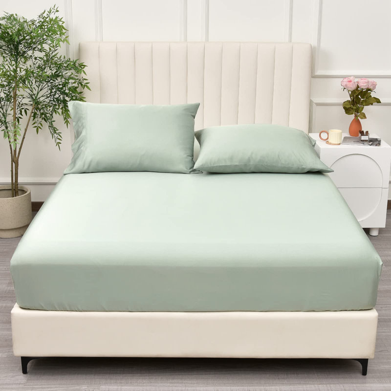 PHF 100% Rayon Derived from Bamboo Fitted Sheet, 16" Deep Pocket,2.5cm Wider Strong Elastic Easy Fit, Breathable Silky Soft Skin-Friendly for Hot Sleeper