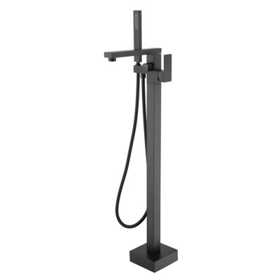 Floor Mounted Tub Faucet High Flow Freestanding Tub Filler Faucet With Handheld Shower Head And Swivel Spout