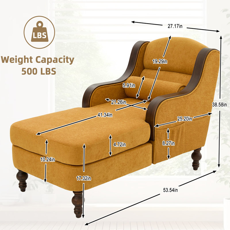 Fauteuil inclinable surdimensionné en chenille, Jaune