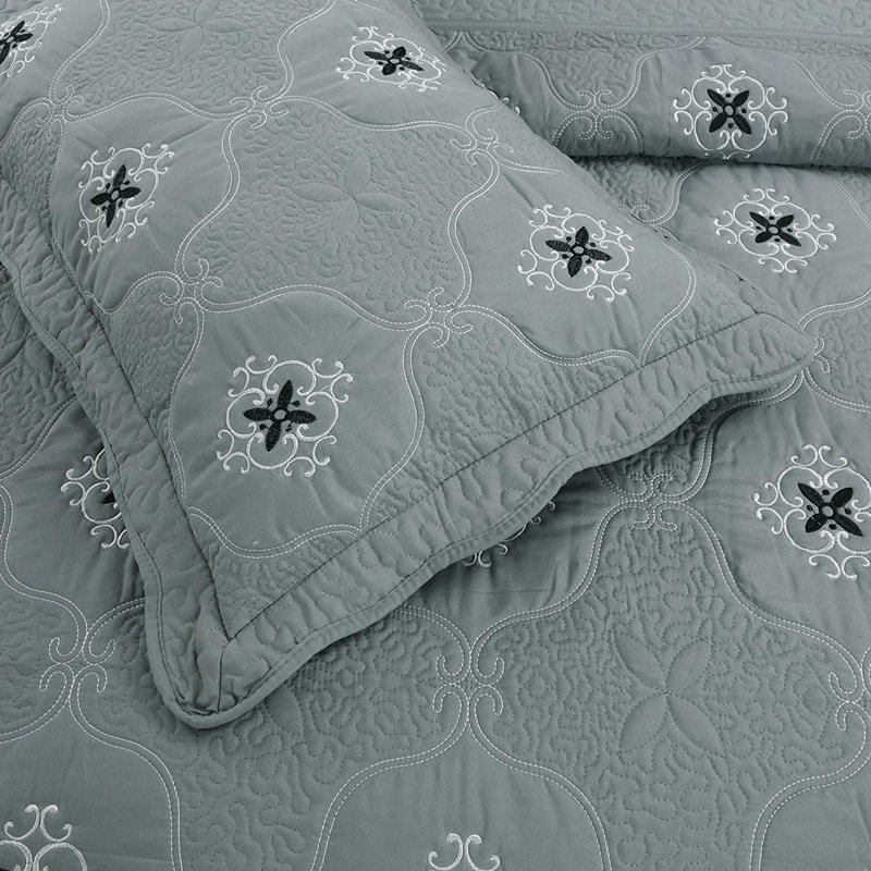 P-emma Quilt Abstract Quilt, Cal. King Quilt + 2 Shams, Gray