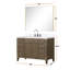 Meuble-lavabo simple en chêne blanc 48 po X P 22 po D, dessus en quartz blanc et ensemble de robinet-117980174