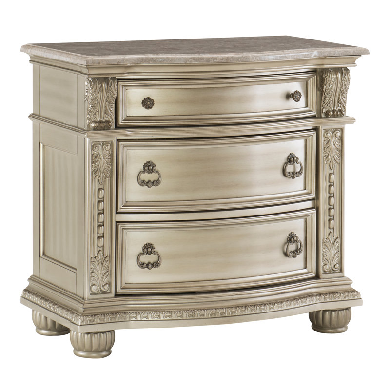 Anndrea 3 - Drawer Nightstand, Silver