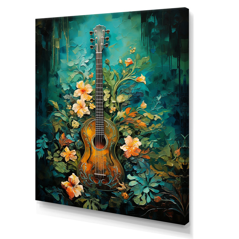 Guitare euphonique sarcelle tropicale, Toile tendue, H 32 po x l 16 po