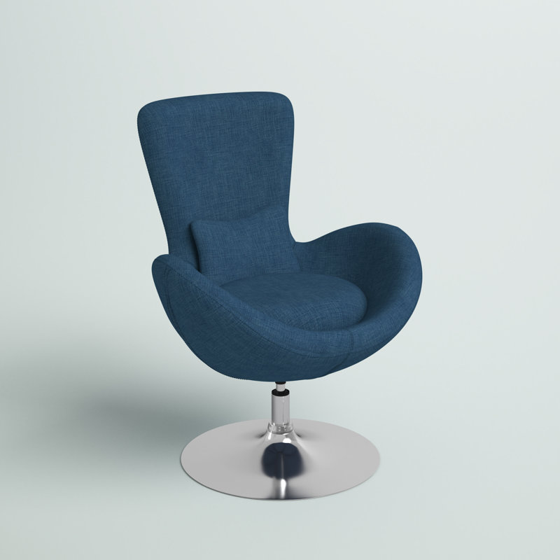 Marilo LeatherSoft Swivel Side Reception Chair with Bowed Seat - Guest Seating, Blue