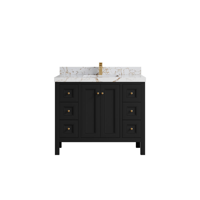 Ensemble de meuble-lavabo simple N x L 4 po x P 2 po Nashville, Doré Viola
