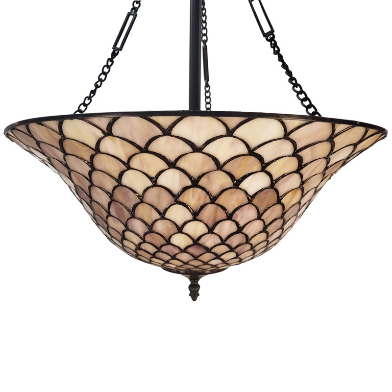 Lampe suspendue vitrail Tiffany en bronze rétro