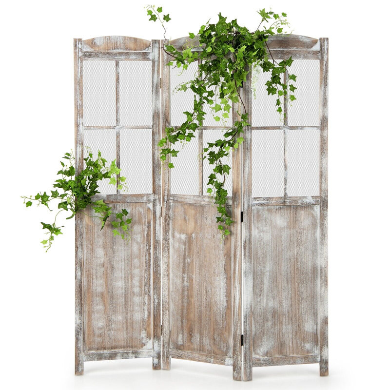 Gosney 136cm W x 178cm H 3 - Panel Solid Wood Folding Room Divider, Brown