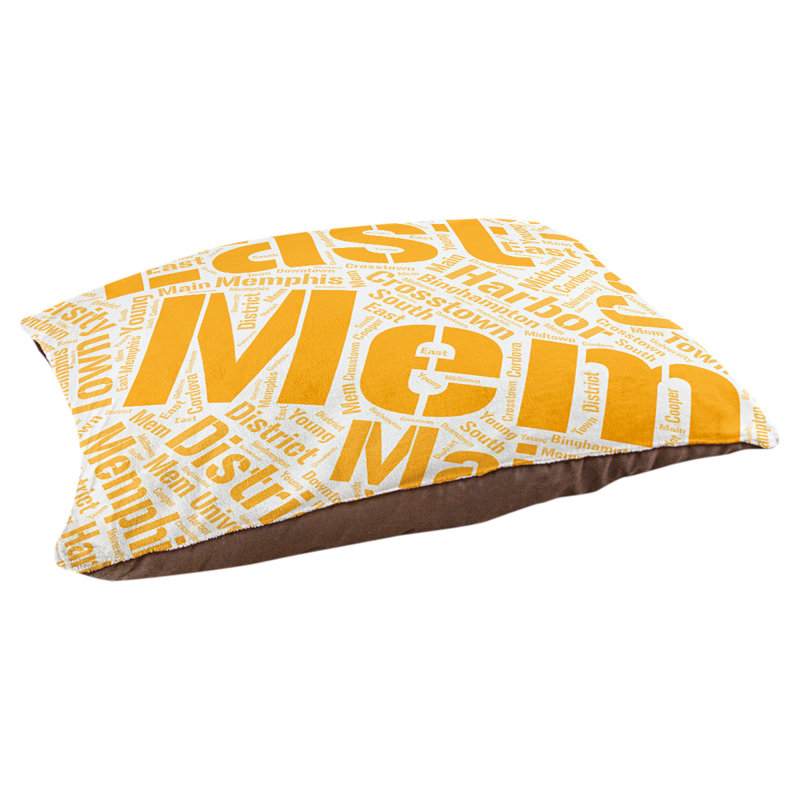 Coussin de chien « districts », Memphis, Très grand (H 17 po x l 50 po x P 40 po), Orange
