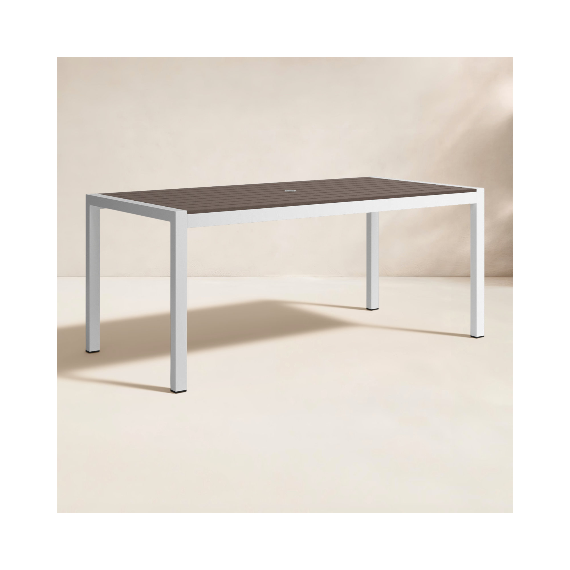 Aynura 71'' Plastic / Acrylic Outdoor Dining Table, Gray, White