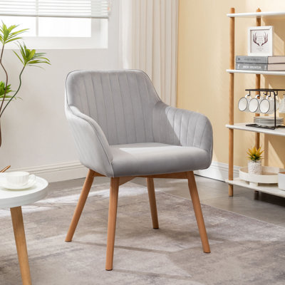 46cm H Velvet Upholstered Upholstered Back Armchair