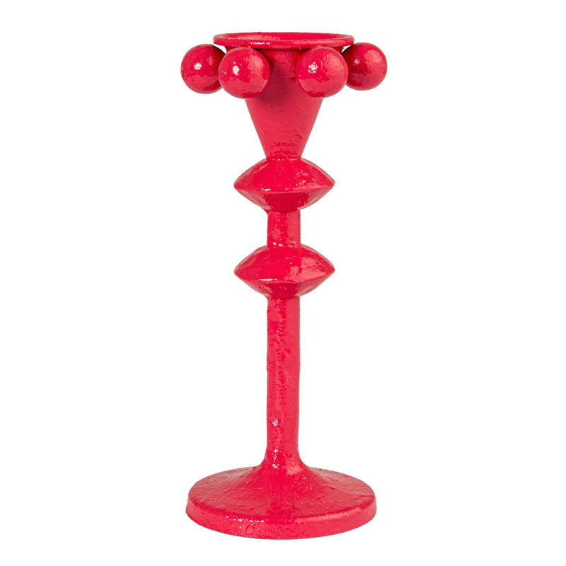 Cast Metal Taper Holder With Orbs