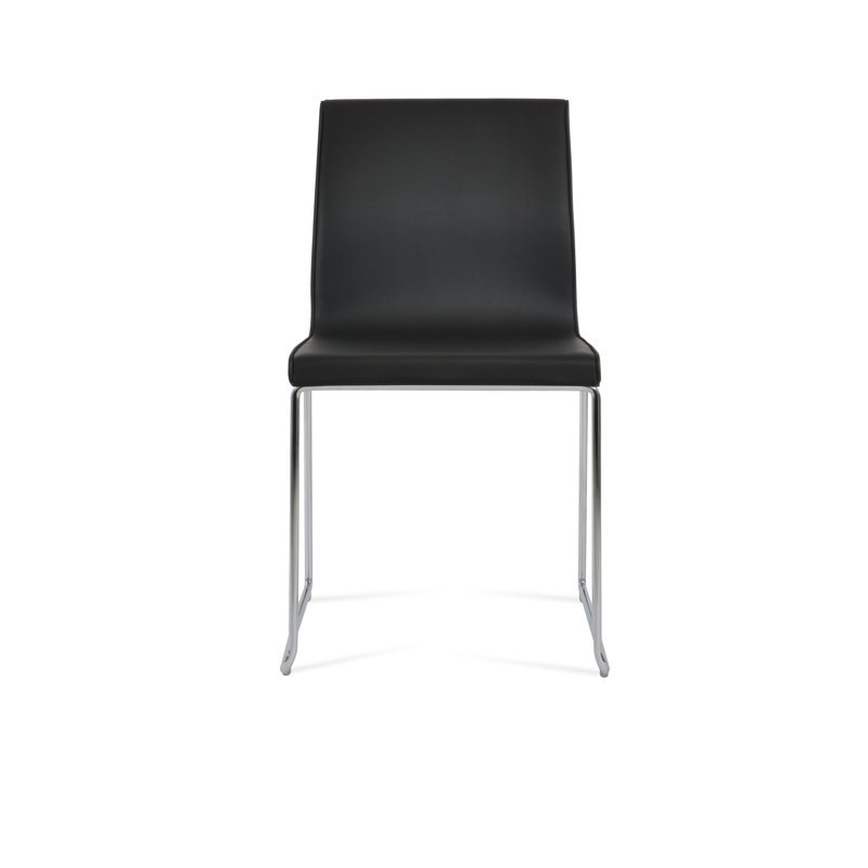 Chaise rembourrée empilable Polo, Chrome, Noir, noir, noir, noir