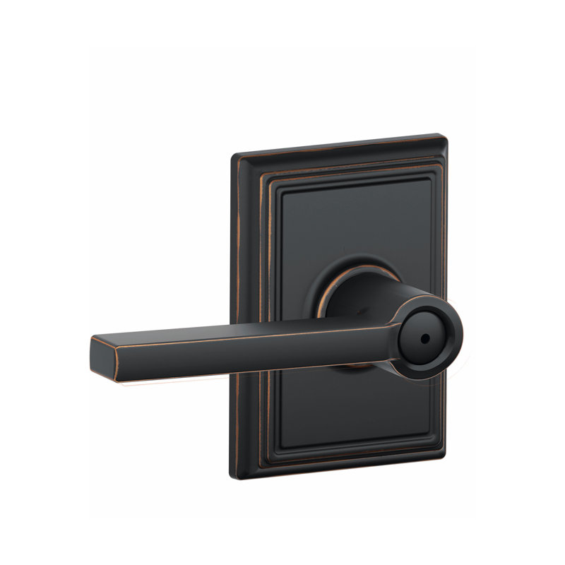 Latitude Lever with Addison Trim Bed and Bath Lock, Aged Bronze