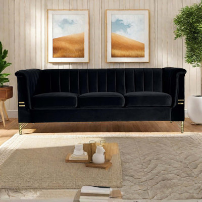 Mid-Century 3 Seat Velvet Sofa