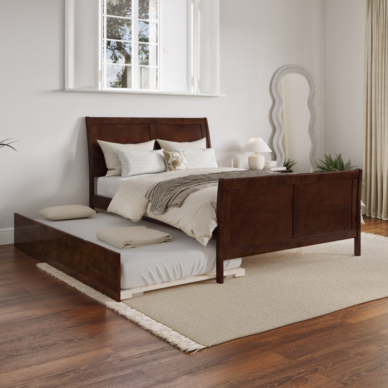 Fitzsimmons Solid Wood Platform Bed with Matching Footboard and Trundle, Full, Walnut