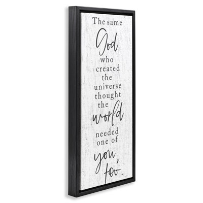 Cadre flottant avec citation «The même dieu», design par Lux + Me Designs