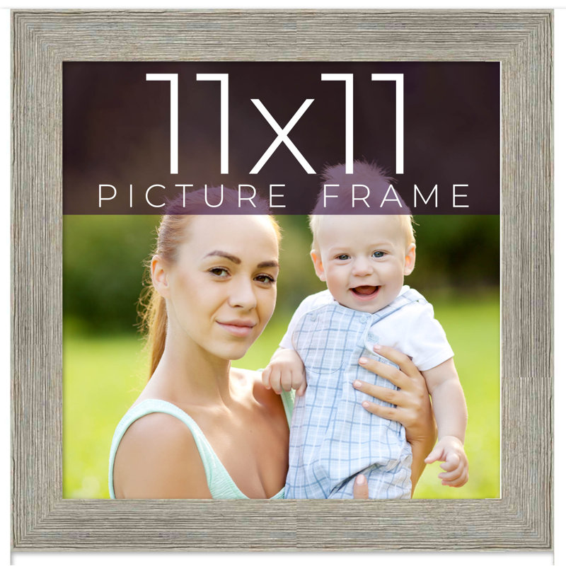 Cadre photo en bois massif Mattew, Gris, 11 po x 11 po