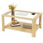 Table basse rectangulaire à 2 niveaux avec plateau en verre trempé et tablette de rangement