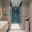 1 3/8" Adjustment,Universal Pivot Shower Door, Open Outside, With 1/4" Tempered Glass And Matted Black Finish-109554002