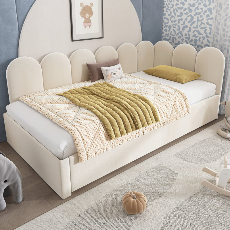 Lit de jour rembourré avec lit escamotable, Beige