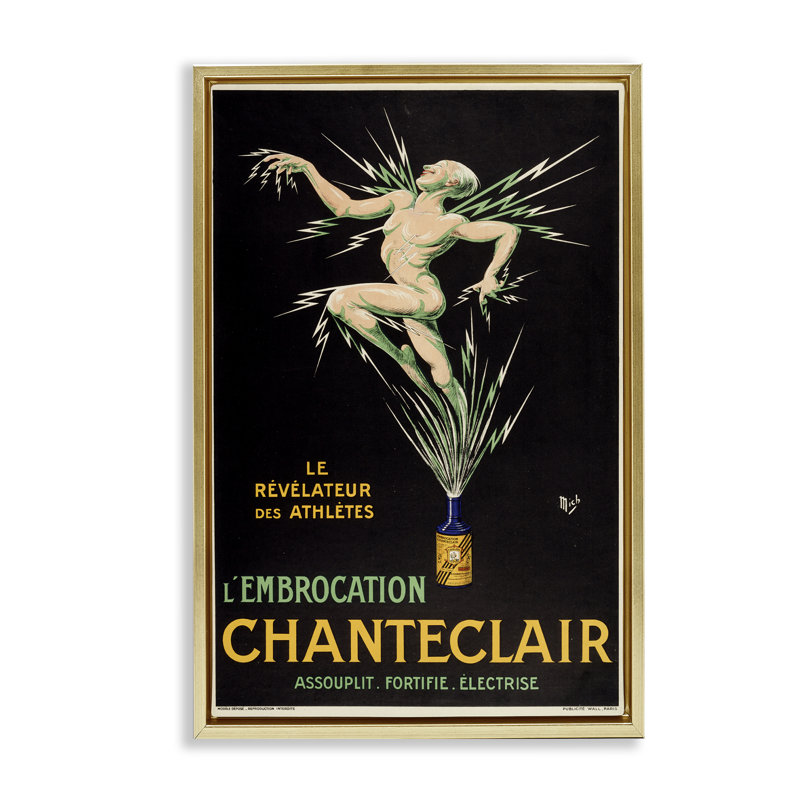 Cadre flottant rétro Chanteclair, design par Marcus Jules, H 25 po x l 17 po, Cadre flottant métallique doré