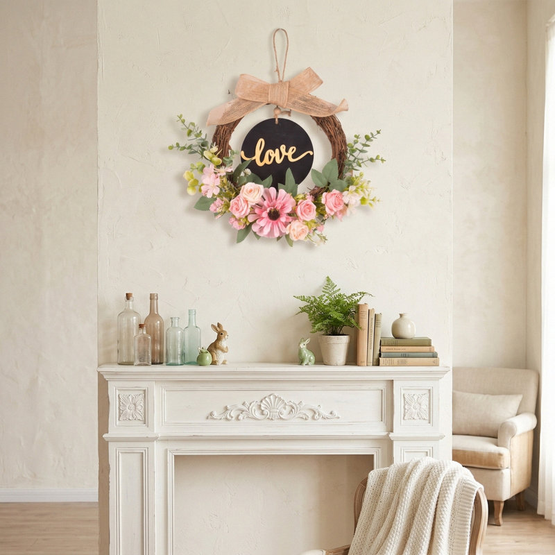 Couronne rose 16 pouces pour porte d'entrée