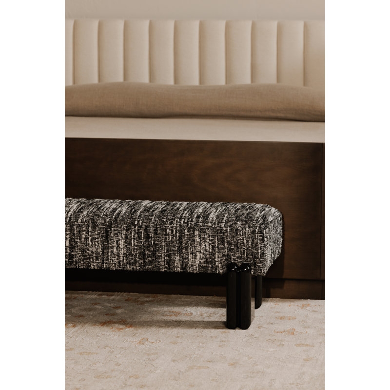Priya Upholstered Bench, Black, Black