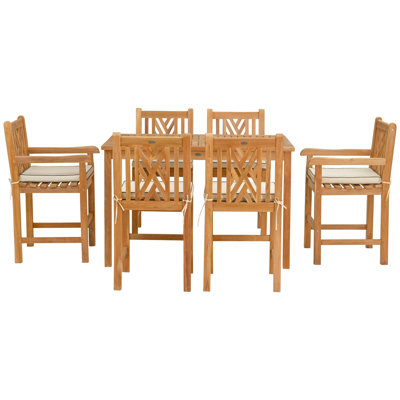 Leahny Rectangular 6 - Person 55" Long Teak Dining Set with Cushions by Gracie Oaks