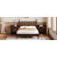 Lit plateforme en bois pleine grandeur avec tête de lit en forme de gourde, lit plateforme de style rétro avec support à lattes en bois, noyer-1809185910