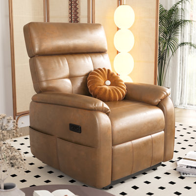 Fauteuil inclinable électrique en cuir Zero Gravity avec chargeur USB et poches de rangement