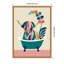«MCM Cow in Bathaign» par Rachel Lee, 3 oiseaux, reproduction d'art sur toile encadrée-1022387184