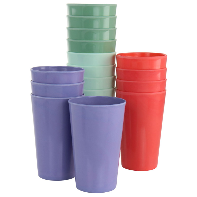 Melamine 16oz 16 Piece Tumbler Set in Assorted Colours