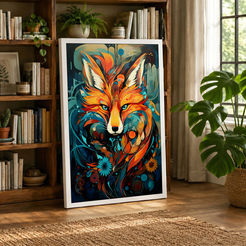 Mystic Fox Spirit Boho - Print, 24x16 - 61.0 x 40.6 cm, Cream Border