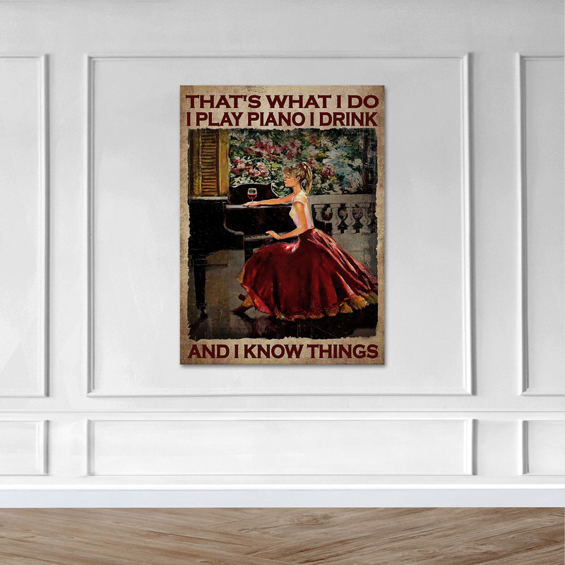 «Beautiful Girl jouant du piano», impression sur toile tendue, H 36 po x l 24 po x P 2 po