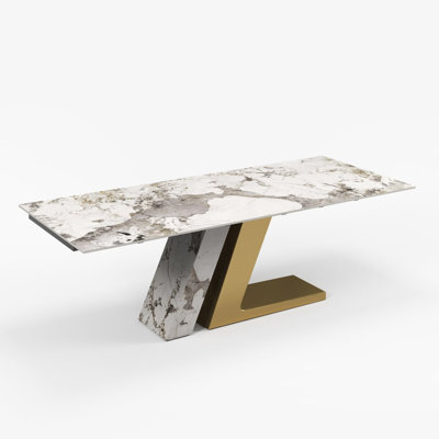 79"–95" Extendable Dining Table Rectangular Glossy Sintered Stone Kitchen Table,Expandable Table With Metal Legs,Seats 6–10