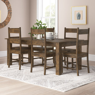 Tiernagh Rectangular Solid Wood Dining Set Distressed Finish