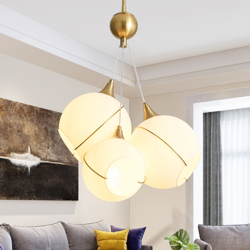  Luminaire suspendu lustre spoutnik moderne à 3 lumières Schneck, Doré