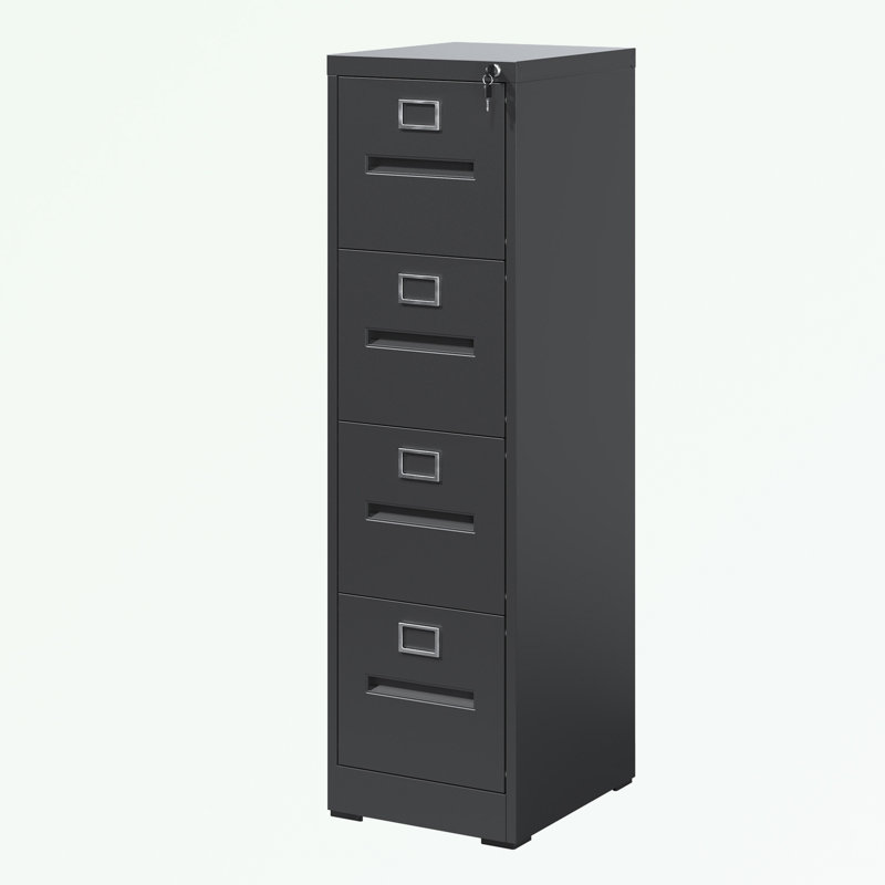metal frame File Cabinet with 4 Drawers and Lock, Black