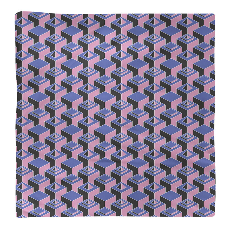 Serviette de table en coton à motif de gratte-ciels à deux couleurs, H 0,1 po x l 10 po x P 10 po, Bleu/rose, Croisé en coton
