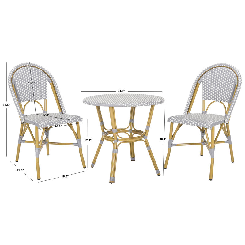 Chaselyn 2 - Person Patio Dining Set Round Table, Gray/White