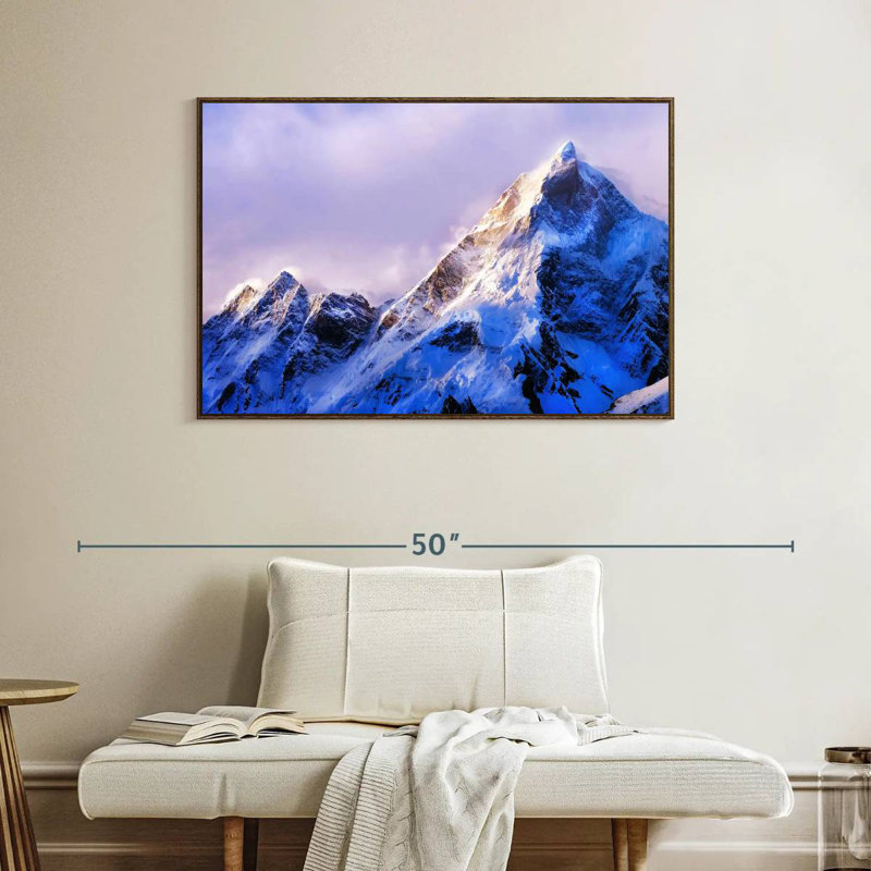 Sommet du mont Everest, 40 po x 27 po, Cadre flottant noyer