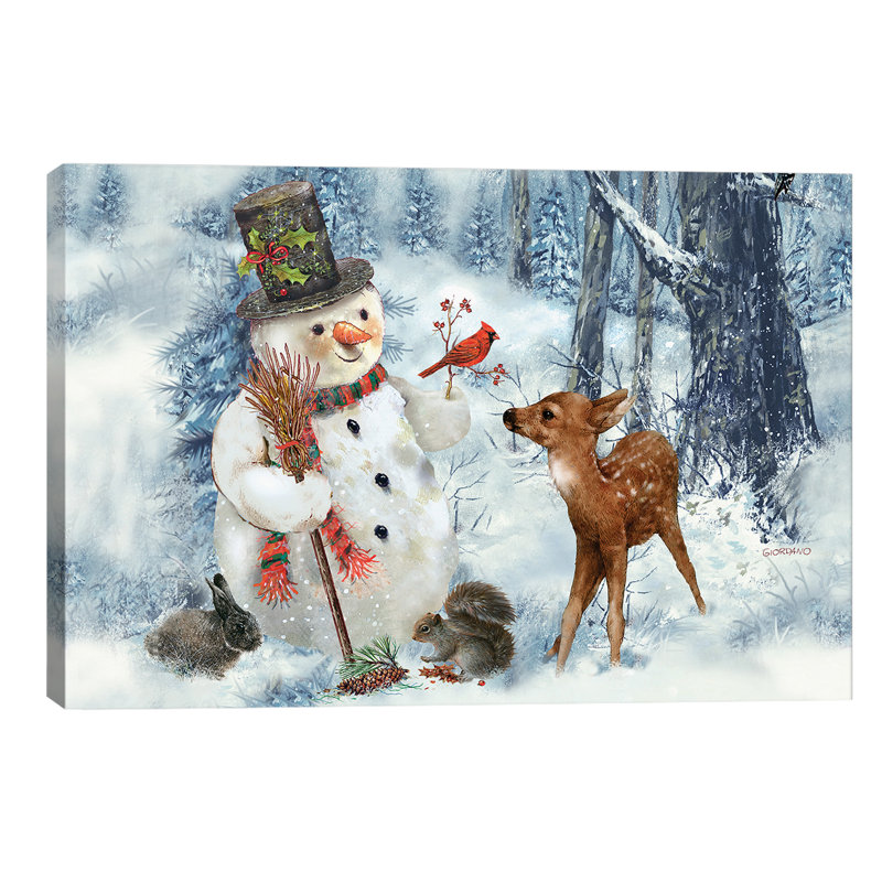 Woodland Snowman - Wrapped Canvas Print, 45.72 cm H x 30.48 cm W x 1.91 cm D