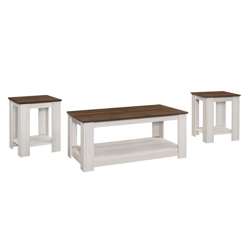 Ensemble de tables basses 3 pièces Chasity, Brun / Gris clair
