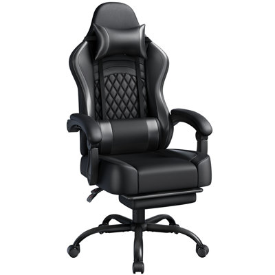 Metro Lane Adjustable Reclining Ergonomic Faux Leather Swiveling PC & Racing Game Chair with Footrest