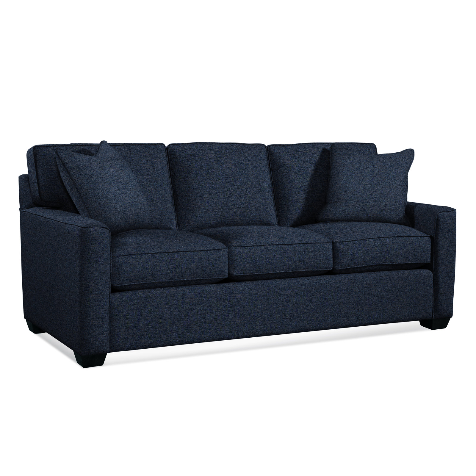 Frye 81'' Upholstered Sofa, Innerspring Mattress, Black, Basic Navy