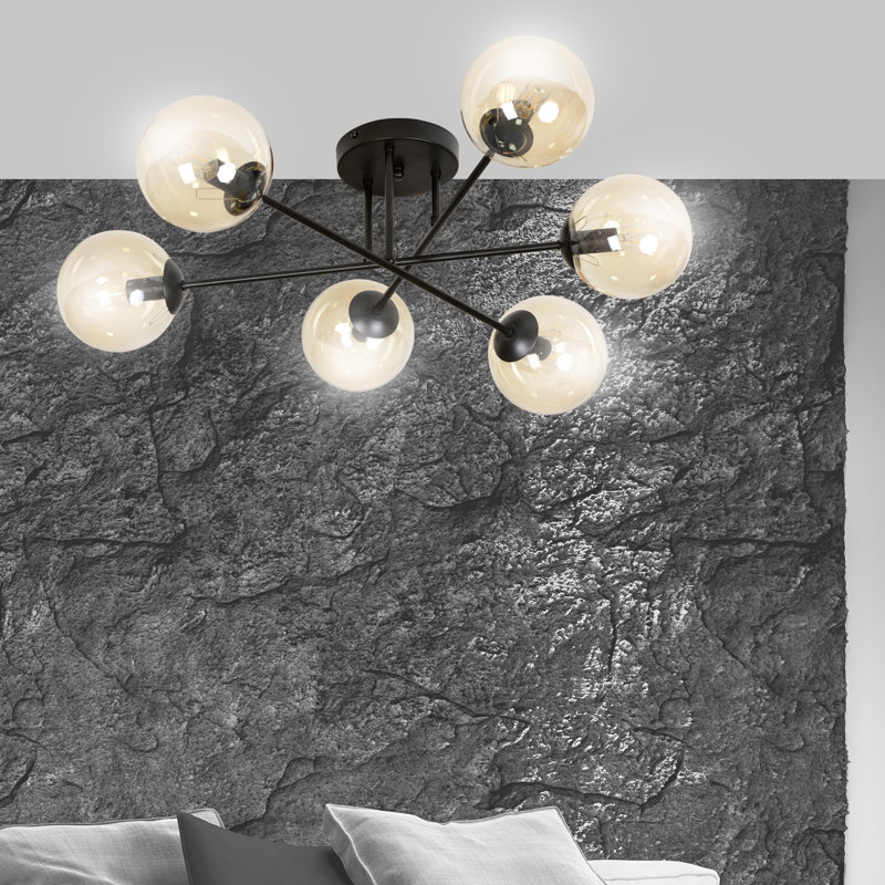 Cadesia Glass Semi Flush Mount, Amber
